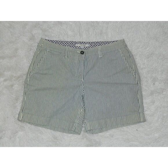 Borden Shorts Chino Blue‎  White Pinstriped  Pockets Women's Shorts Size US 8 - Picture 1 of 5